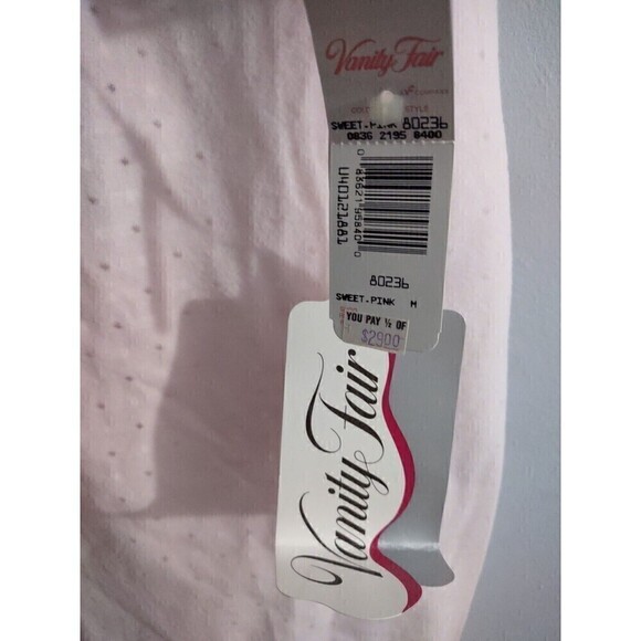 Vanity Fair M Full Length Nightgown Long Sleeve Lace Nylon Blend Pink Dots - Picture 2 of 5